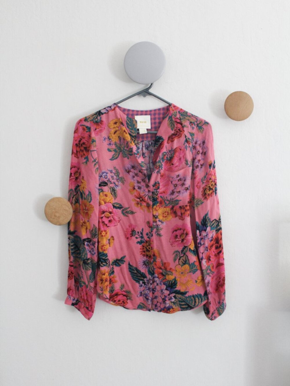 Anthropologie x Meave Pink Floral Button Down Top Size US 2 - Picture 7 of 7